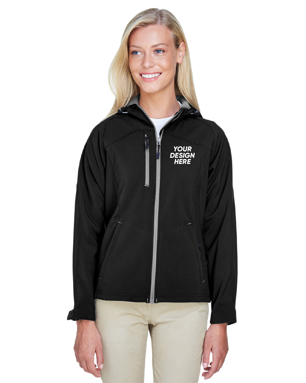 North End 78166 | Ladies Two-Layer Fleece Soft Shell Hooded Jacket